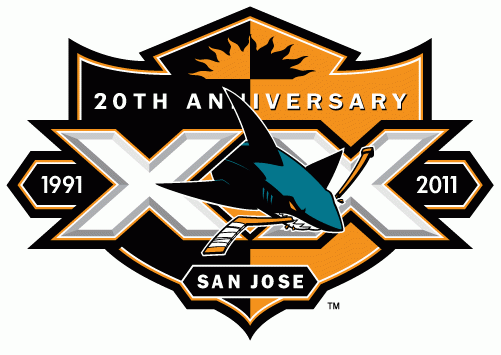 San Jose Sharks 2011 Anniversary Logo fabric transfer version 3